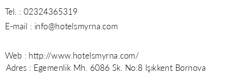 Hotel Sarpay Smyrna telefon numaralar, faks, e-mail, posta adresi ve iletiim bilgileri